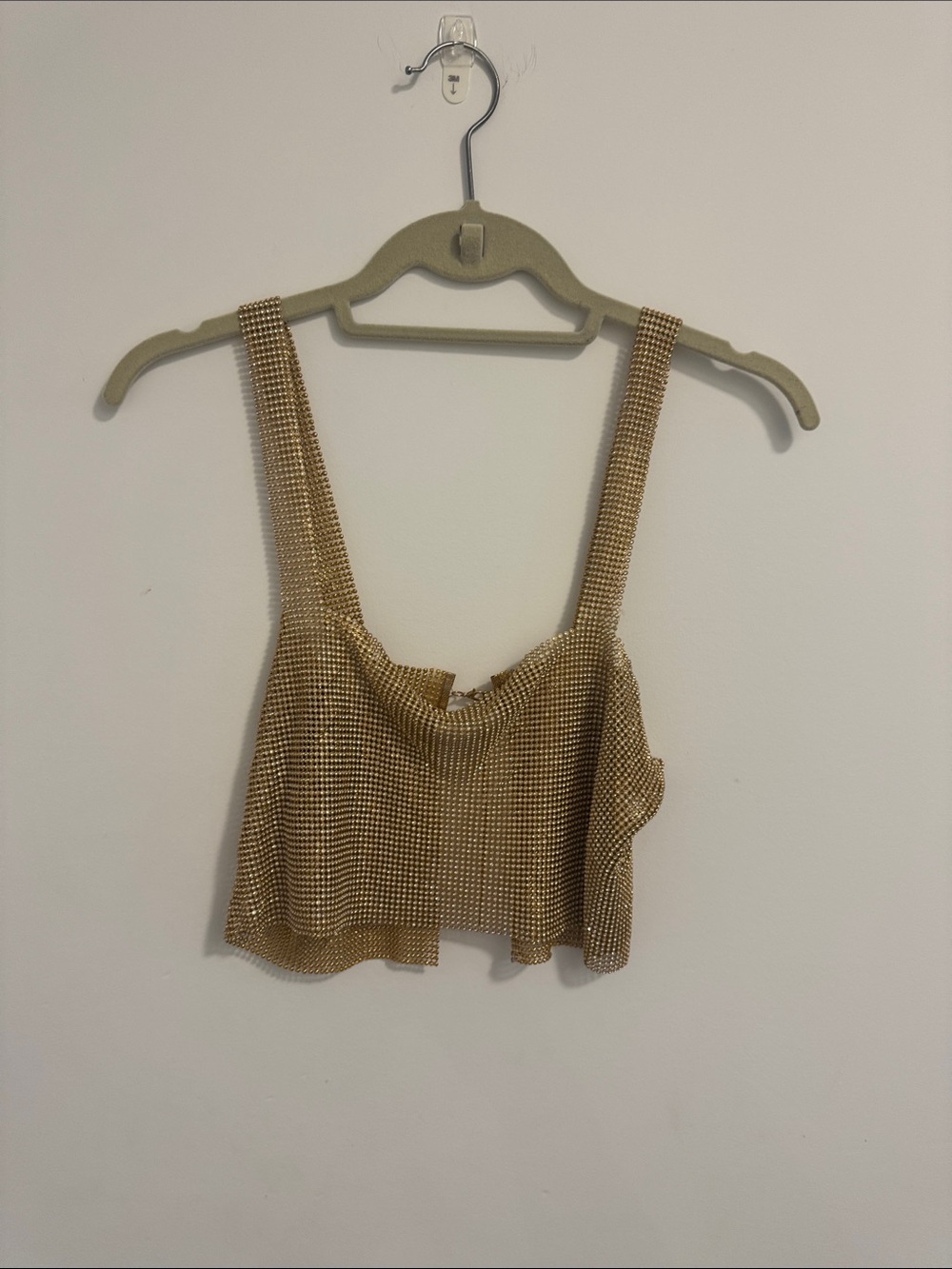 Gold Sleeveless Rhinestone Crop Top